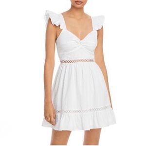 Aqua Clip Dot Flutter Sleeve Mini Dress